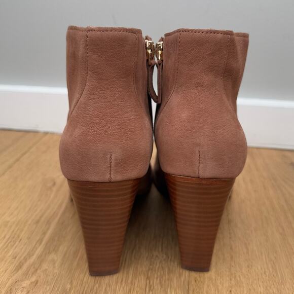 NEW Joie Diya Open Toe High Heel Zippered Bootie in Cognac Brown Leather - Picture 6 of 12
